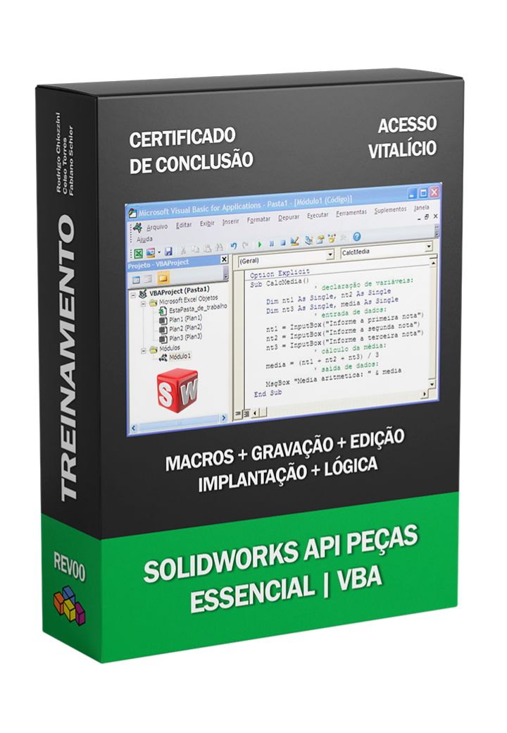 SOLIDWORKS API PEÇAS ESSENCIAL VBA HELICOIDAL FULLFINANCEIRA